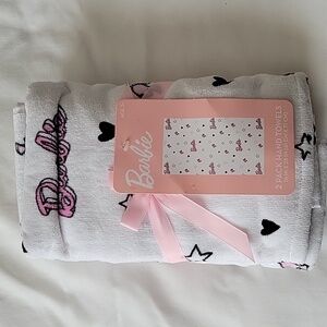 Barbie 2 pack of White Hand Towels- New!